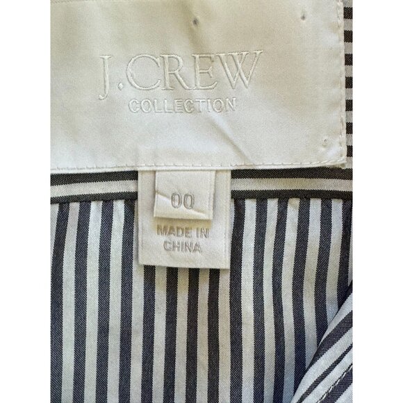 J. Crew Women's Silk Vertical Navy & White Narrow Striped Blouse, Size 00 - Picture 7 of 8